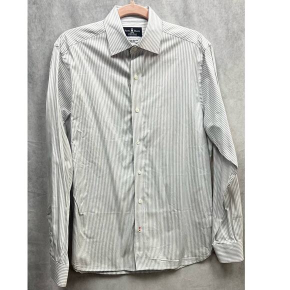 Psycho Bunny Double Pinstripe Single Needle White & Blue Button Up Shirt Size S - Picture 2 of 12